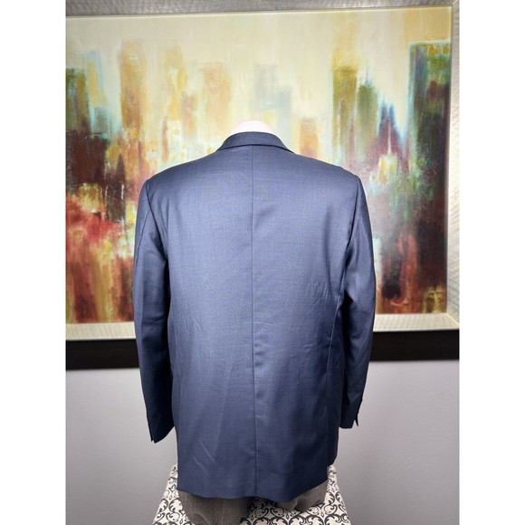 44R Mens Custom Tailored Scabal Super 140’s Blue Blazer - Suit Jacket Sport Coat - Picture 9 of 13